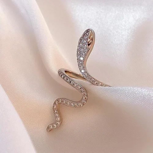 Miniatura 4 de Long tiantian Anillo de serpiente de circonita para mujer, anillo de dedo de serpiente, anillo ajustable de animales, anillo de serpiente simple