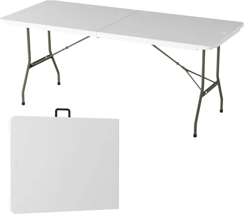 Miniatura 22 de Lavish Home Mesas plegables portátiles – Escritorio plegable portátil ligero – Mesa de plástico de 6 pies de largo para camping, jugar a las cartas