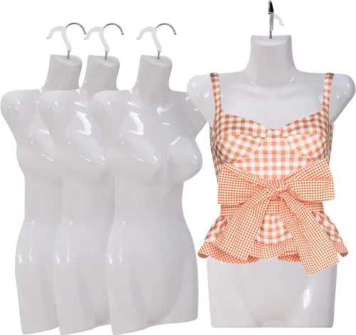Maniquí de costura de polipropileno (PP), maniquí de costura para torso, maniquí de costura para colgar, maniquí de ropa, con gancho de metal Blanco