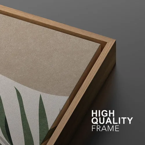 Miniatura 4 de IDEA4WALL Lienzo Enmarcado Impreso Arte de Pared Set Paisaje de Hojas de Palma de Selva de Mediados de Siglo Naturaleza Silvestre Ilustraciones Arte
