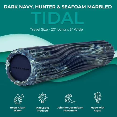 Miniatura 2 de Oceanfoam Tidal Roller - Marino Oscuro, Hunter y Seafoam Marmóreo - Rodillo de Espuma para Masaje Muscular para Dolor de Espalda y Estiramiento