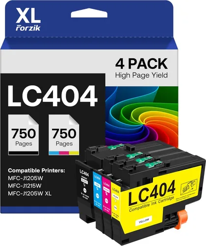 LC404 LC404XL - Cartuchos de tinta de repuesto compatibles con Brother LC 404 LC-404 para impresora MFC-J1205W MFC-J1215W (paquete de 4, negro,