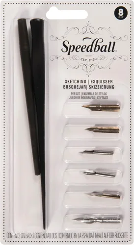 Miniatura 8 de Speedball Calligraphy No-5 Artists Project Set, 2 Porta Plumas y 8 Puntas (SB2962)