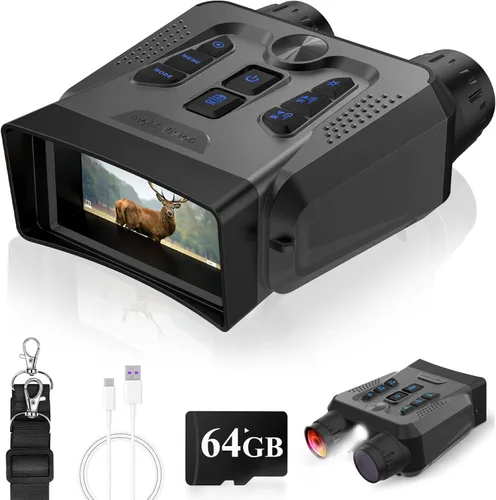 Gafas de visión nocturna 4K, prismáticos de visión nocturna para adultos, zoom digital 10X, pantalla HD de 3 pulgadas, rango de visión de hasta 1640