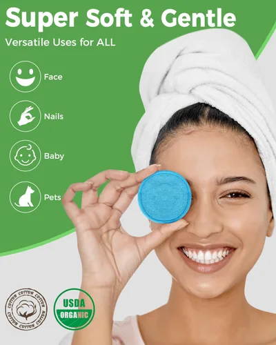 Miniatura 3 de Almohadillas desmaquillantes reutilizables, 18 paquetes de algodón orgánico reutilizables con bolsa de lavandería lavable para tóner, almohadillas