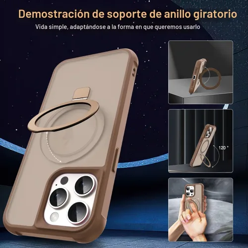 Miniatura 2 de SKYLMW – Funda compatible con iPhone 12 Pro Max y iPhone 13 Pro Max con soporte magnético invisible tipo anillo, fundas translúcidas para teléfonos