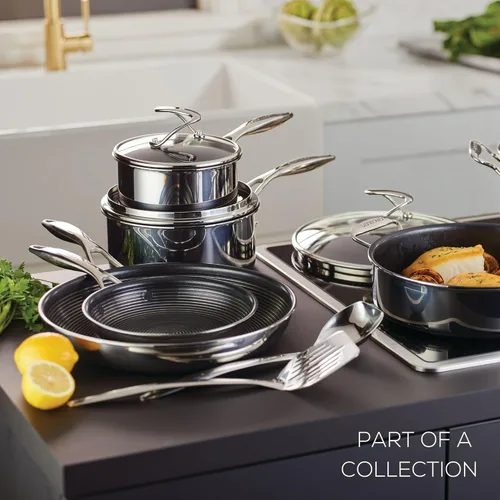Miniatura 8 de Circulon Clad Wok/Stir Fry de acero inoxidable con tapa de vidrio y tecnología híbrida SteelShield y antiadherente, 14 pulgadas, color plateado