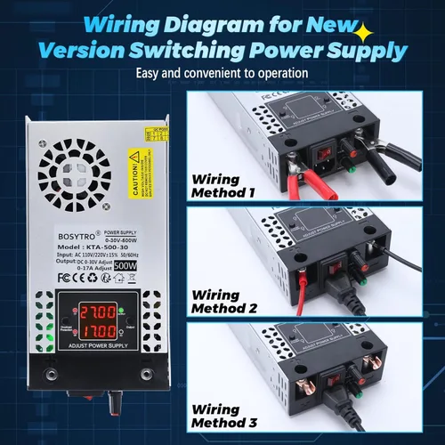 Miniatura 4 de Convertidor de CA a CC mejorado 5V 12V 24V 30V DC Fuente de alimentación ajustable 0-30V 0-17A 500W Fuente de alimentación conmutada para tira LED