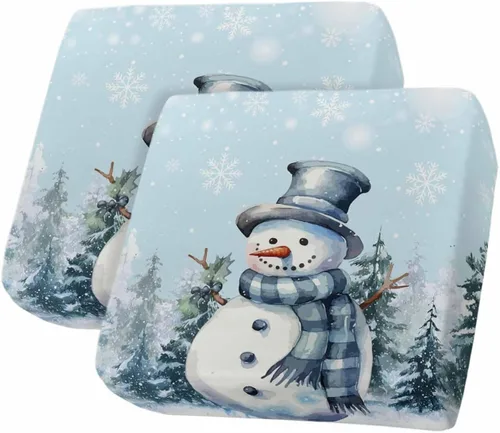 Miniatura 24 de Fundas de cojín para sofá de Navidad con diseño de muñeco de nieve azul, funda elástica para sofá con parte inferior elástica, fundas de sofá
