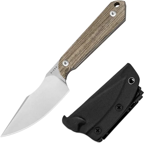 Miniatura 10 de Kizer Mini Harpoon Cuchillo de hoja fija con funda, cuchillo de caza de hoja de 3 V con mango de micarta, cuchillos pequeños EDC de hoja fija