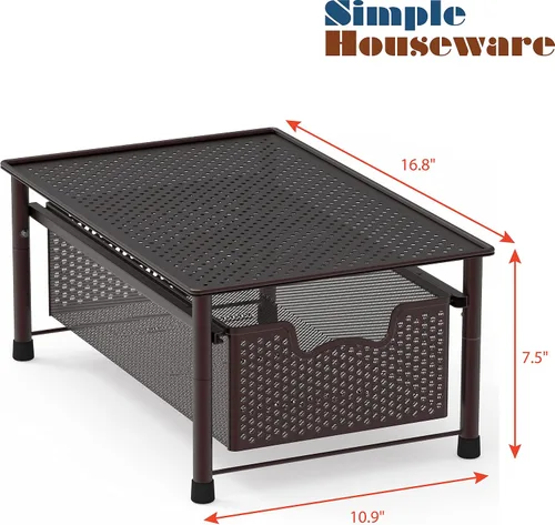Miniatura 3 de Simple Houseware - Organizador con cajones de cesta apilables para gabinete, bronce