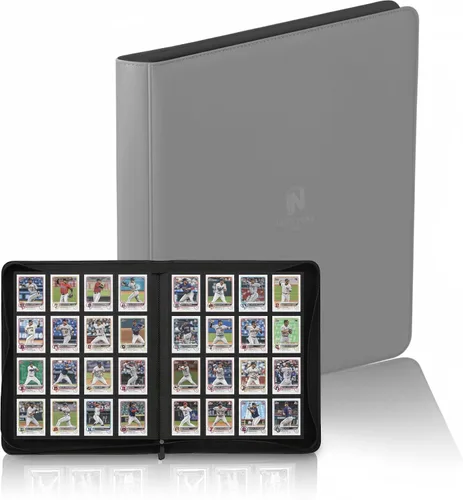 Miniatura 29 de Carpeta Premium de Tarjetas Coleccionables con más de 1000 bolsillos, Carpeta de 16 bolsillos sin anillo de carga lateral para cartas de Negro