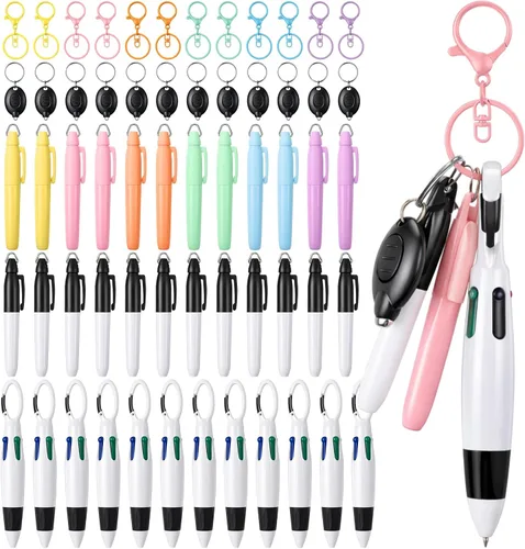 Miniatura 7 de 60 piezas de mini bolígrafos para enfermeras con clip de insignia, mini resaltador, bolígrafo LED retraíble de neón para enfermeras, llavero
