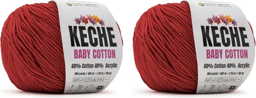 Miniatura 106 de Keche Hilo de algodón, 60% algodón, 40% hilo acrílico, hilo de algodón suave para crochet y tejer, hilo amigurumi, 1 madeja/bola, 1.76 onzas (50g)