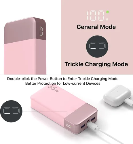 Miniatura 5 de NOBIS Cargador portátil, banco de energía de 20000 mAh, banco de energía de 35 W, carga rápida, paquete de batería con cable C a C, banco de batería