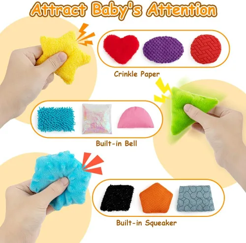 Miniatura 3 de Teytoy Puf sensorial con textura, 12 juguetes con forma de ansiedad con bolsa de almacenamiento, desarrolla motricidad fina y juego sensorial
