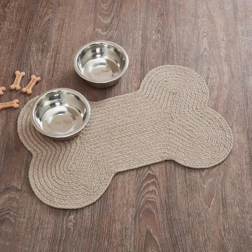 Miniatura 3 de VHC Brands Tapete de comida para mascotas para interiores y exteriores, para perros y gatos, tapete de hueso de cocina (natural, pequeño)
