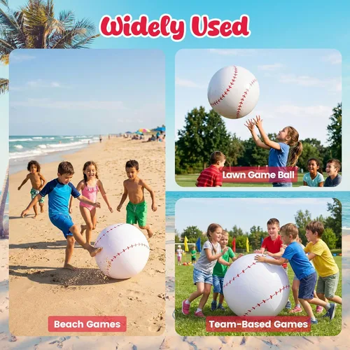 Miniatura 7 de Shindel Pelota inflable gigante de béisbol de 27 pulgadas, para decoraciones de fiestas temáticas de béisbol y decoración de cumpleaños, juguetes