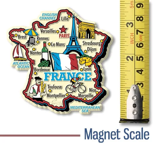 Miniatura 2 de Imán de mapa de país gigante de Francia por Classic Magnets, recuerdos coleccionables de goma 3D estilo vintage y regalos fabricados en los Estados