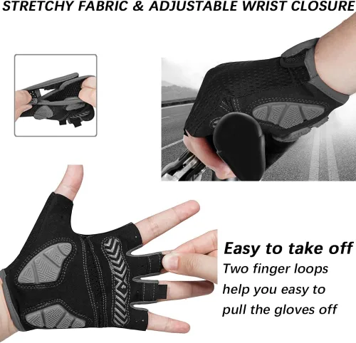 Miniatura 4 de MOREOK Guantes de ciclismo para hombresmujeres-almohadilla de gel de 0.197 in Guantes de ciclismo de medio dedo para ciclismo, levantamiento