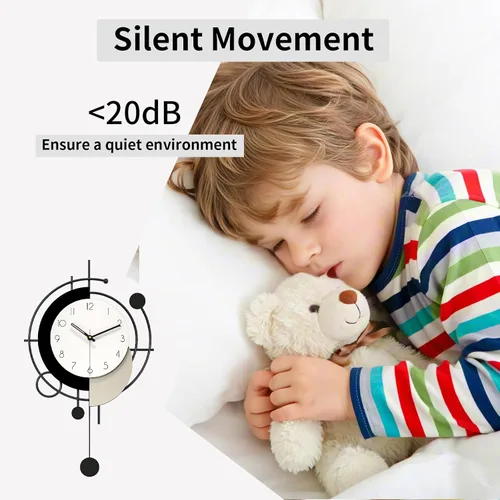 Miniatura 6 de Reloj de pared grande para decoración de sala de estar, reloj de pared decorativo moderno en negro con péndulo, de madera, funciona con pilas, sin