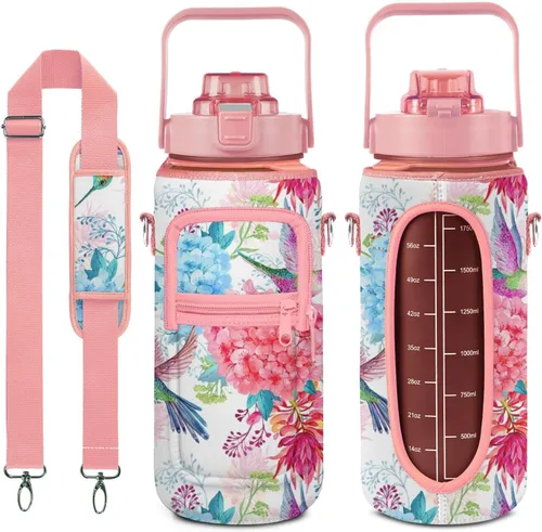 Miniatura 9 de Botella de agua Goth Moon, botella de agua de medio galón con marcador de tiempo, botellas de agua para gimnasio deportivo para mujeres, sin BPA
