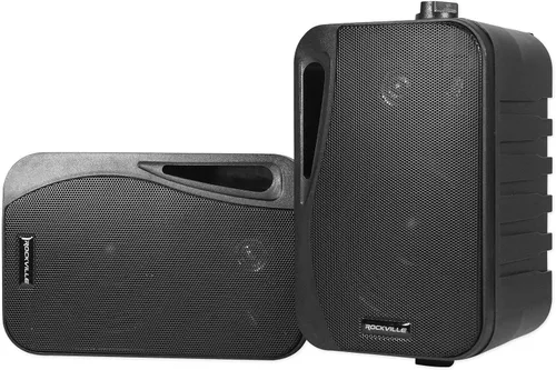 Rockville Par de altavoces HP4S BK de 4 pulgadas, 360 W, para exteriores/interiores, montaje en pared giratorio, IPX44, resistente a la intemperie,