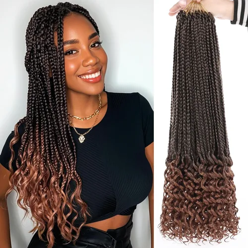 Miniatura 60 de XTREND 10 Pulgadas 6 Paquetes Trenzas de Caja de Ganchillo Cabello Pre-anudado Sin Nudos Bobo Trenzas de Caja 3X Extensiones de Cabello Trenzado 1b#
