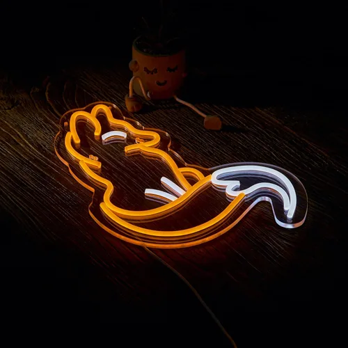 Miniatura 6 de Roouneon Letrero de neón de zorro para decoración de pared, letrero de zorro regulable con luz LED (marrón + blanco)