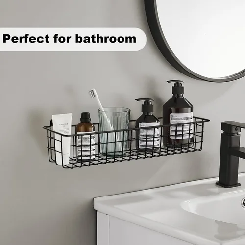 Miniatura 8 de Organizador de especias para montaje en pared, paquete de 2 cestas de almacenamiento de alambre negro para pared o puerta de gabinete en cocina