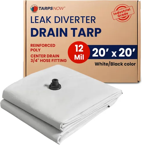 Miniatura 15 de Tarps Now - Lona desviadora de fugas de 5 x 5 pies y desviador de lluvia de techo, lona reforzada de polietileno para techo y techo con brida