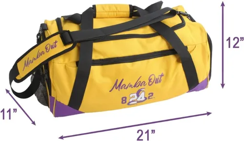 Miniatura 5 de Bolsa de lona Kobe para viajar. Bolsas de gimnasio deportivas para hombres, bolsa de transporte para viajes. Bolsa de lona amarilla de los Lakers
