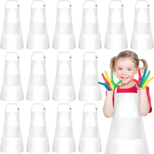 PLULON 15 piezas de delantales para niños con 2 bolsillos, delantales para pintar para niños, delantales para niños al por mayor, delantal para