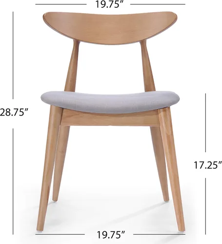 Miniatura 3 de Christopher Knight Home Barron - Sillas de comedor de tela con acabado de roble, juego de 2 piezas, gris claro y roble