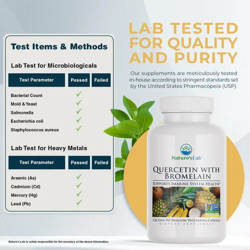 Miniatura 3 de Nature's Lab Quercetina Bromelina - Sin OMG, Sin Gluten - 120 Cápsulas