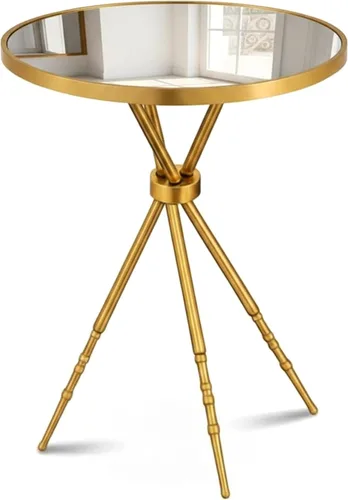 Miniatura 10 de Moderna mesa auxiliar redonda pequeña, mesa auxiliar de acero inoxidable con 3 patas doradas, elegante y ligera parte superior de mármol sintético
