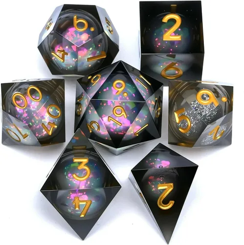 Miniatura 8 de Juego de dados de metal D&D Dragón y mazmorra de metal poliédrico, estilo punk, juego de rol RPG Explorer, MTG Pioneer Game DND, juego de dados