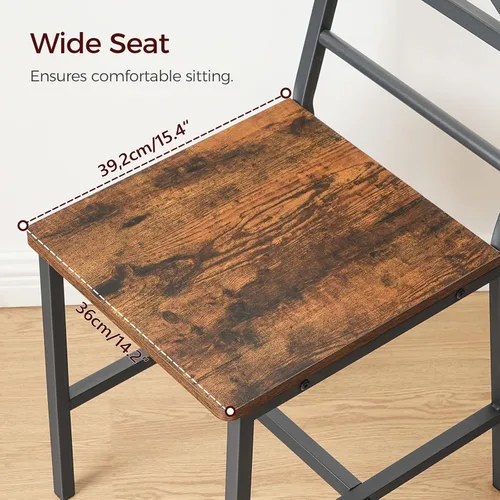 Miniatura 5 de MAHANCRIS Juego de 2 Sillas de Comedor, Sillas de Cocina de Madera Rústica con Respaldo, Sillas de Comedor Estilo Granja para Cocina, Silla