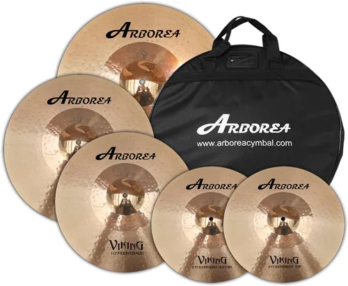 Miniatura 16 de Juego de platillos de aleación de bronce Arborea B20 Serie Butcher 5 piezas 14" Hihats 16" Crash 18" Crash 20" Ride, hecho a mano para bateristas