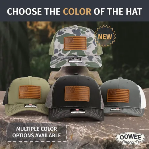 Miniatura 3 de Oowee - Sombrero de cuero con parche Bandera americana Richardson 112 Trucker Hat