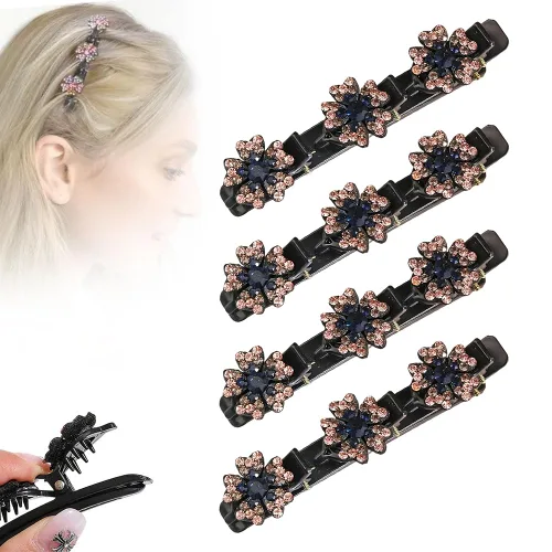 Miniatura 15 de Pinzas de pelo trenzadas con piedra de cristal brillante, pinza para el cabello para mujer, pinzas de pelo corto con pico de pato, clip de pelo