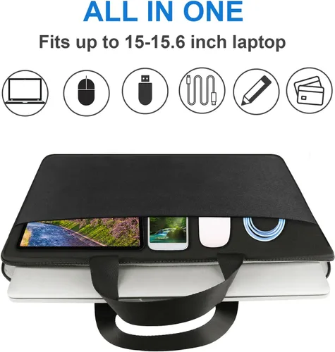 Miniatura 3 de Funda para portátil de 15.6 pulgadas, Bolso de Mano para Laptop de Viaje Duradero, Bolsa Protectora Anti-choque, Maletín de Transporte