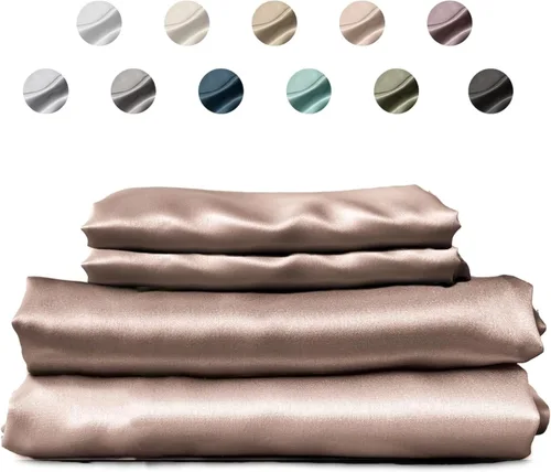 Miniatura 11 de Colorado Home Co SUNDAYSILKS Sábanas 100% seda de morera 4 sábanas de seda pura Tamaño Queen Juego de cama de seda natural orgánica de grado