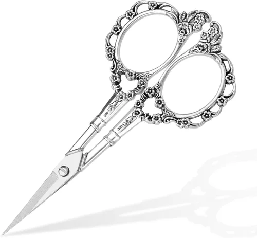Tijeras de bordado, tijeras vintage de ciruela, lindo estilo europeo vintage de 4.4 pulgadas para coser manualidades, herramientas de bricolaje,
