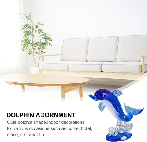 Miniatura 9 de BESPORTBLE Adorno de mesa de delfín, figura de delfín de cristal azul, estatua de animales marinos, escultura, pisapapeles, coleccionable, vida