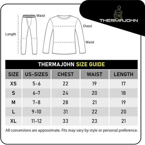 Miniatura 5 de Thermajohn Conjunto de ropa interior térmica para niños ropa interior larga para niños conjunto térmico superior e inferior para invierno Negro