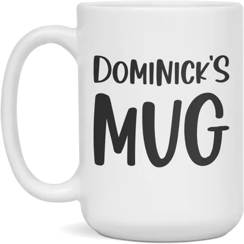 Miniatura 3 de Taza personalizada de Dominick, regalo único, 11 onzas, color blanco