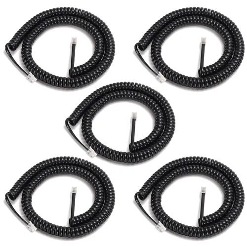 Miniatura 12 de Uvital Paquete de 2 cables telefónicos para línea fija, cable telefónico enrollado negro de 1.4 pies - generalmente se estira a 2-4.5 pies, longitud