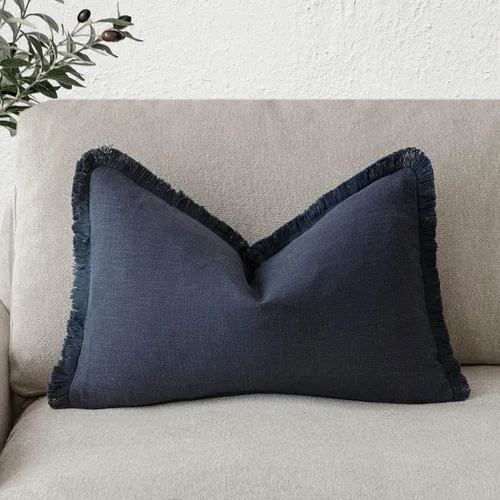 Miniatura 67 de Foindtower Fundas de almohada decorativas de lino con flecos, acogedora funda de cojín bohemia estilo farmhouse con borlas, funda de almohada