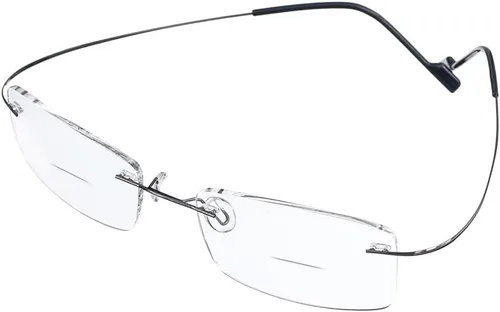 Miniatura 5 de Jcerki Lentes de lectura bifocales de aleación de titanio súper ligeros, para hombres y mujeres, lentes de lectura sin montura + estuche para lentes